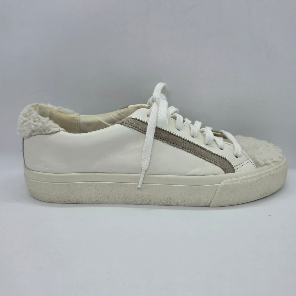 Madewell MWL Court Sneakers Womens 7 White Leather Faux Fur Trim NA843 Low Top - Picture 8 of 14